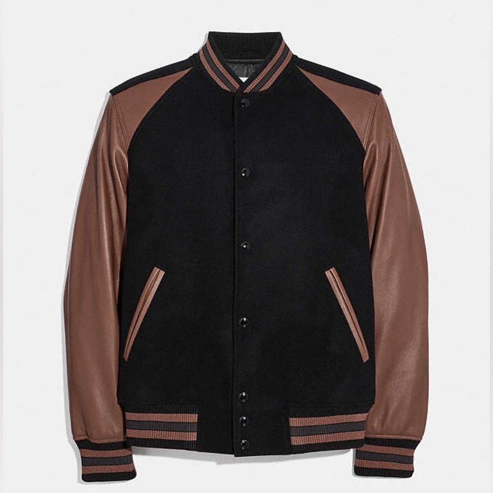 Coach Men’s Mixed Media Color Blocked Track Jacket